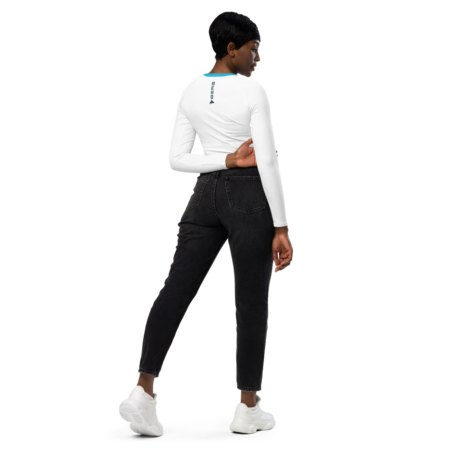 Blue Monochromatic Recycled long-sleeve crop top